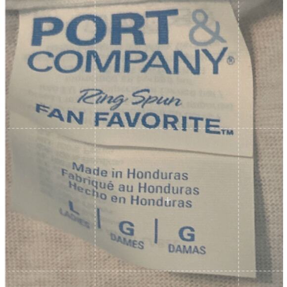 NWOT Port and Company Women's White Short Sleeve T Shirt 'Our Flock Rocks' Sz L - Picture 3 of 5